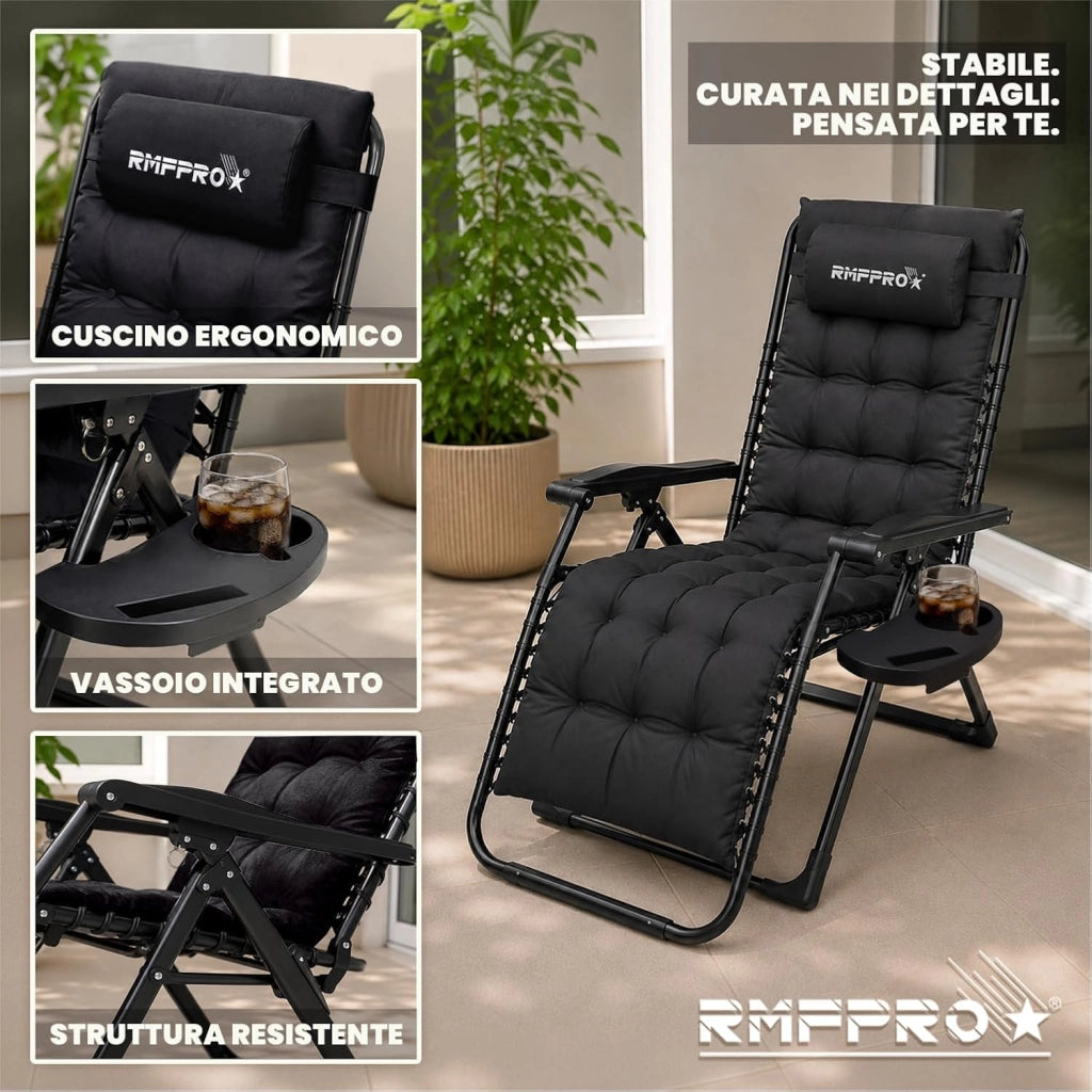 RMF PRO Sdraio da Giardino Pieghevole NERA