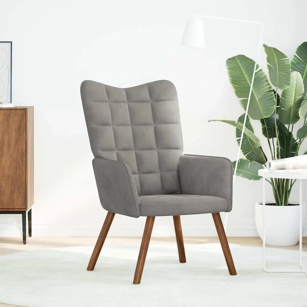 Poltrona | Sedia Relax Grigio Chiaro in Velluto