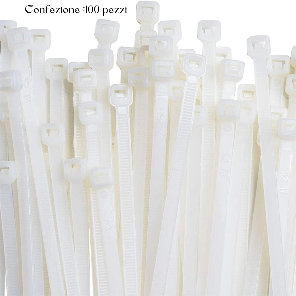 Raytech fascette per cablaggio in nylon autoestinguente confezione da 100 pezzi *** colore bianco, dimensioni 2,5 x 1...