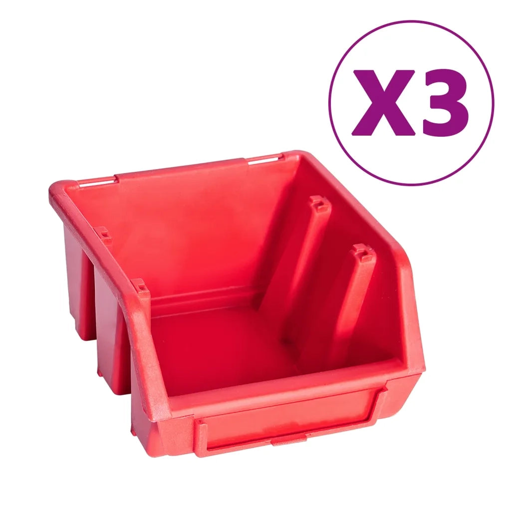 Kit Contenitori 34 pz con Pannelli a Parete Rosso e Nero 150811