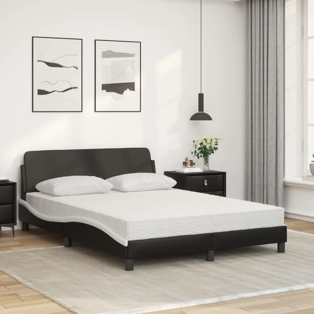 Letto con Materasso Dover Nero e Bianco 140x200 cm in Similpelle 3208422