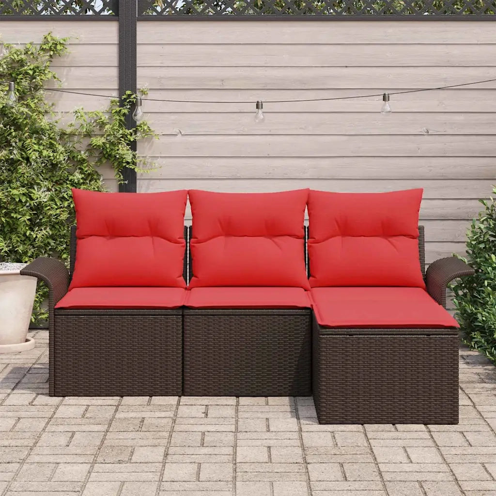 Set Divano da Giardino con cuscino 4 pcs Marrone polyrattan 3345314