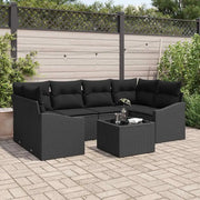 Set di divani con cuscino 7 pcs Nero polyrattan 3355292