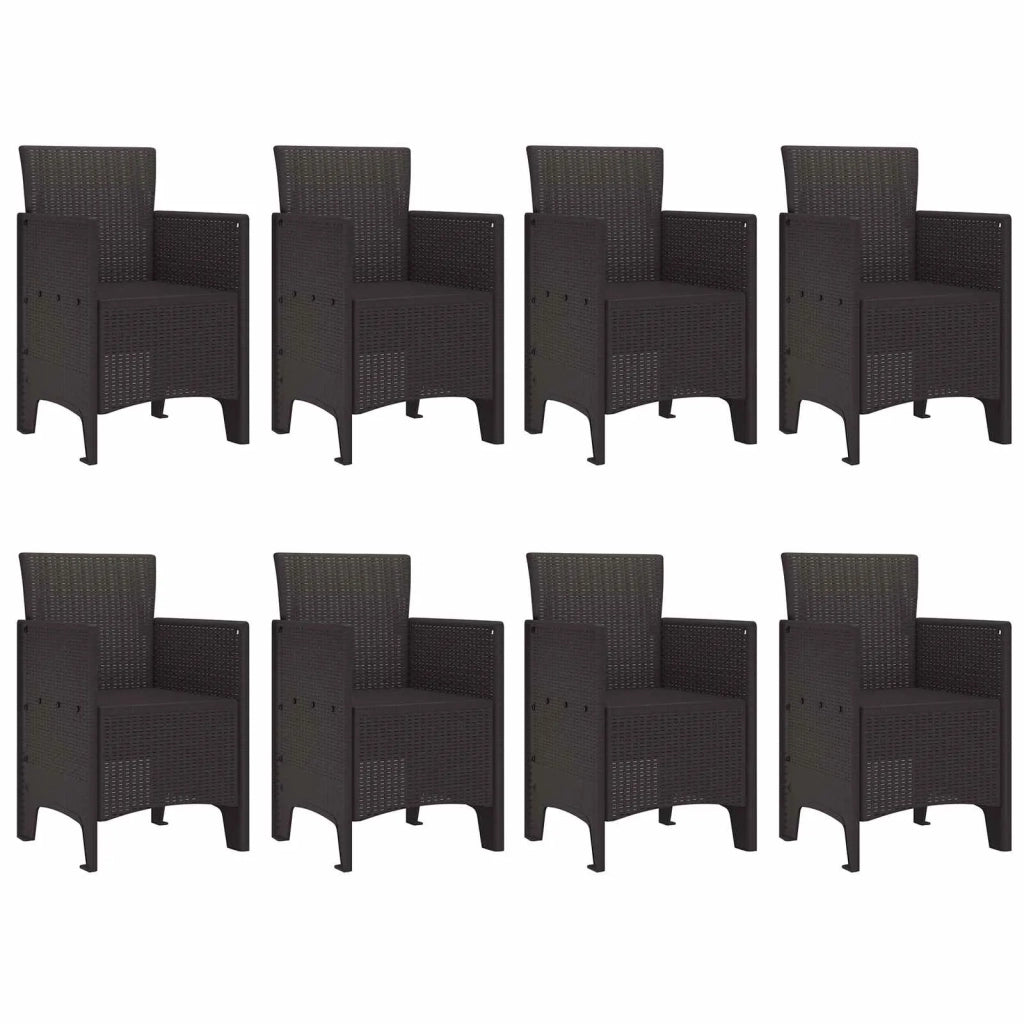 Set da Pranzo per Giardino 9 pcs Marrone Polipropilene