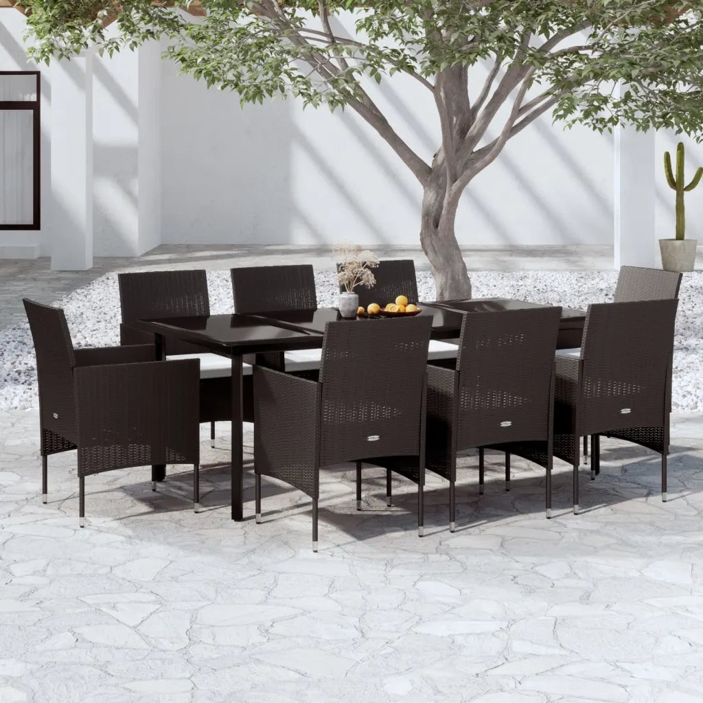 Set da Pranzo da Giardino 9 pz con Cuscini Nero 3099286