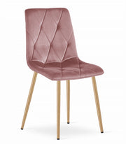 Sedia Valora TYRA in velluto rosa con gambe in legno