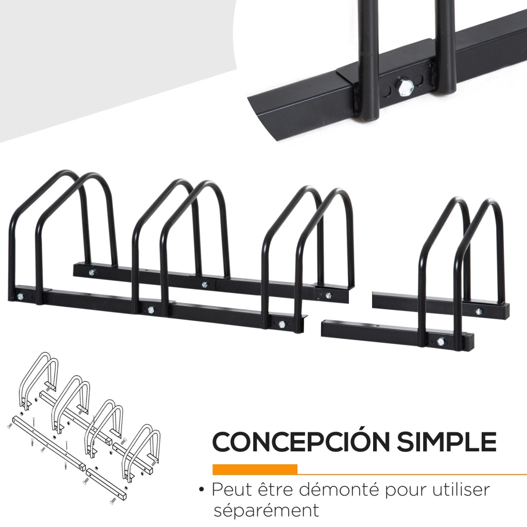 Supporto Biciclette 4 Posti ¨C Minimal ¨C 110x33x27 cm Acciaio Nero