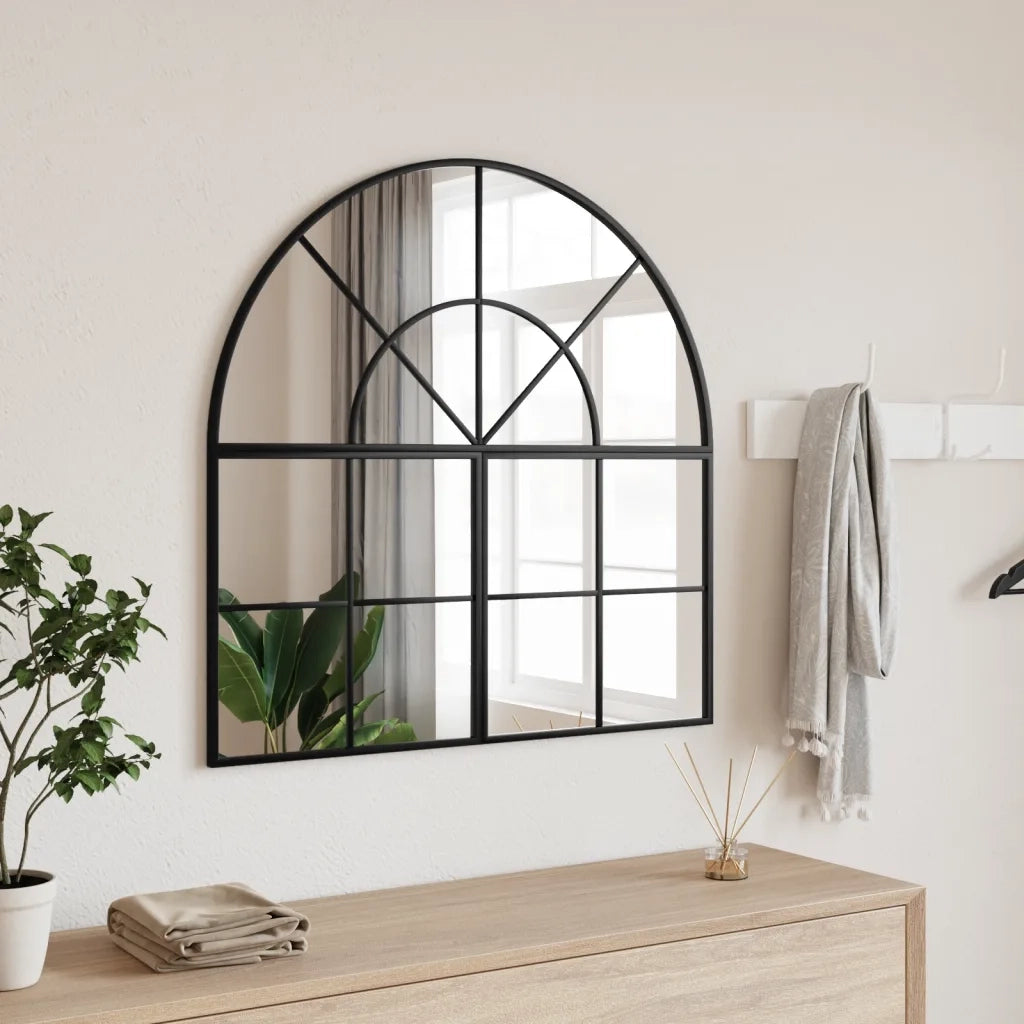 Specchio da Parete | Specchio decorativo Nero 80x80 cm Arco in Ferro