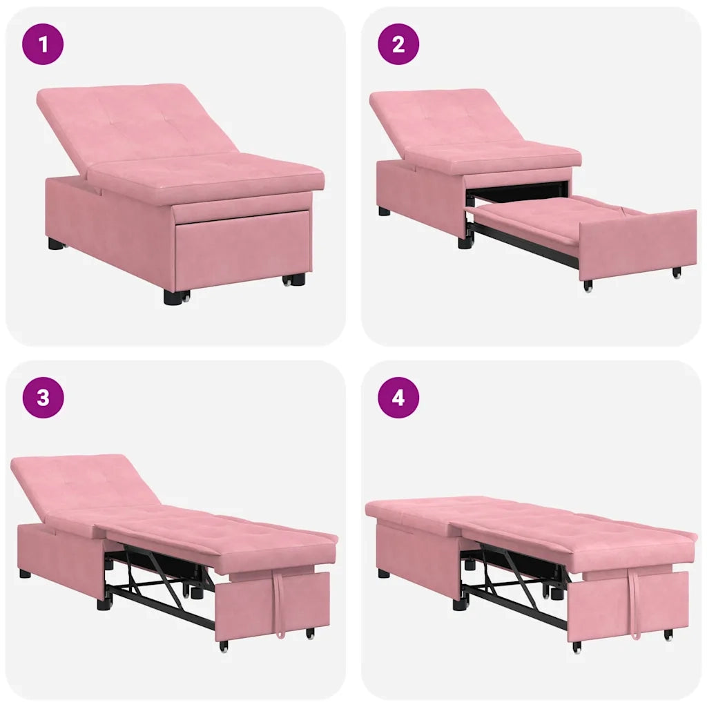 Divano letto Rosa 194 x 67 x 82 cm Velluto 42008598