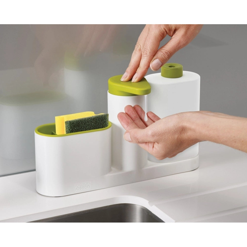Trade Shop - Set Organizer Per Lavello Dispenser Di Sapone Liquido + Bottiglia + Contenitore -