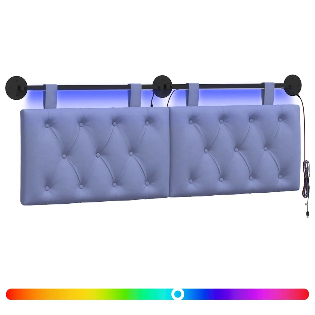 Testiera sospesa Con luce LED Blu jeans Tessuto 3424636
