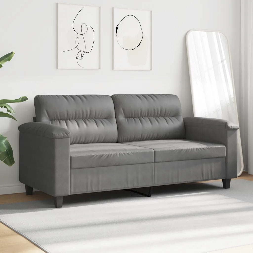 Divano a 2 Posti-Sofa 2 Posti Grigio Scuro 140 cm in Tessuto Microfibra