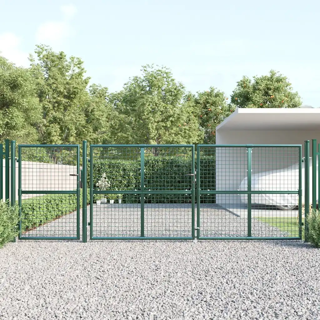 Cancello da Giardino in Rete Verde 400x125 cm in Acciaio Zincato 154537