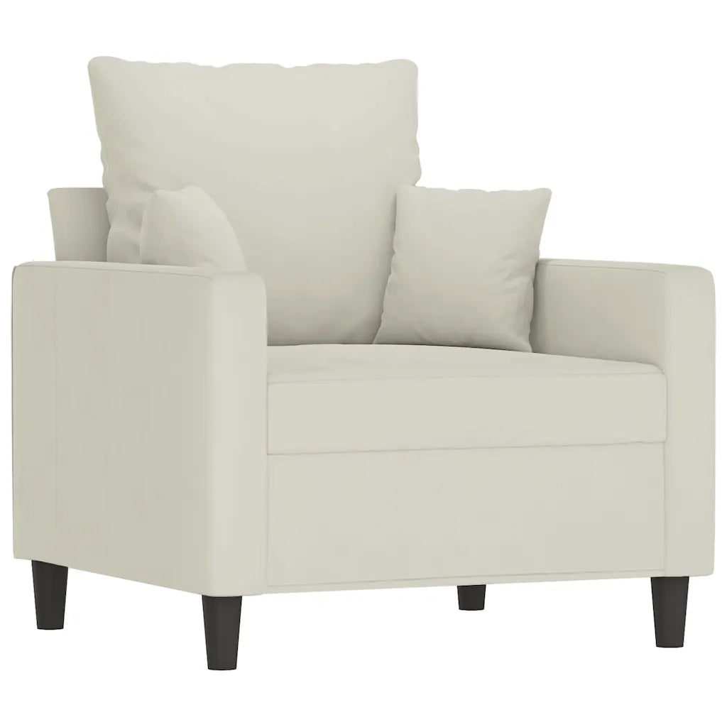 Set di Divani 4 pz con Cuscini Crema in Velluto