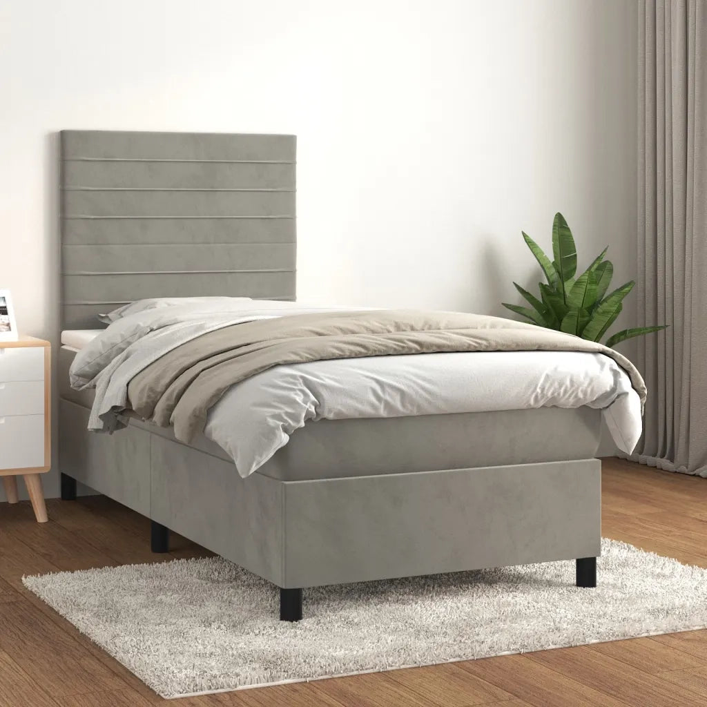 Giroletto a Molle con Materasso-Struttura Letto Grigio Chiaro 80x200 cm Velluto 403439