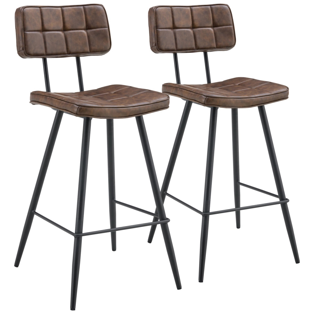 Set di 2 sgabelli da bar FERNAND in similpelle marrone