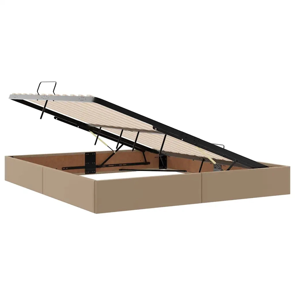 Letto con contenitore e materasso 2 pcs Cappuccino Pelle 3399623