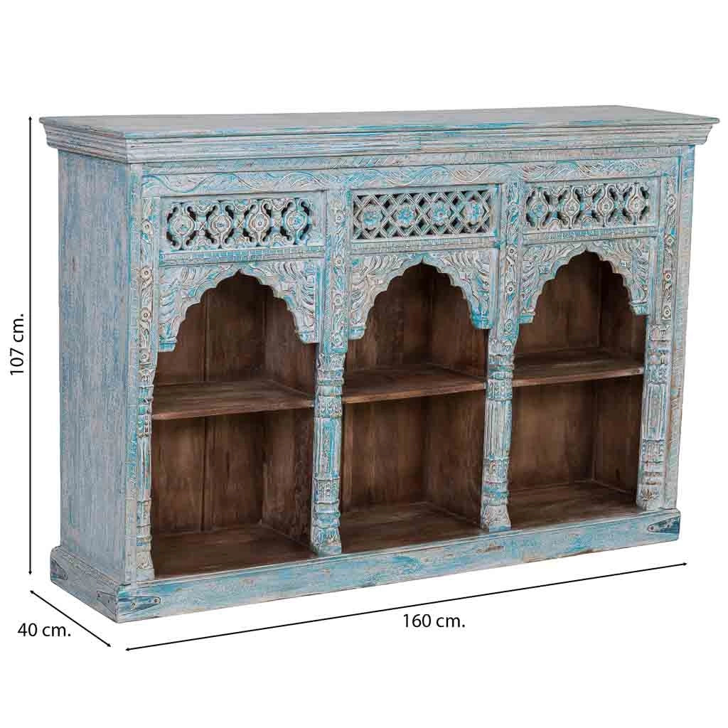 Credenza in legno blu 160x40x107 cm