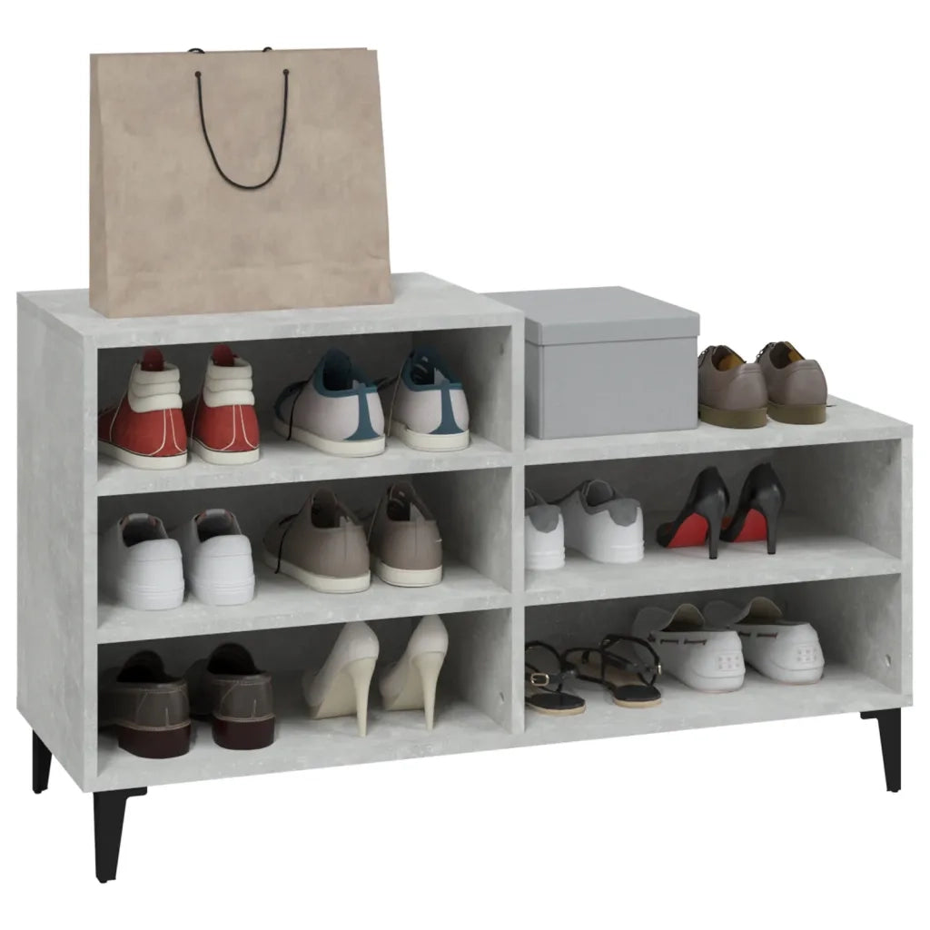 Scarpiera-Scaffale per scarpe Grigio Cemento 102x36x60 cm in Legno Multistrato 609640