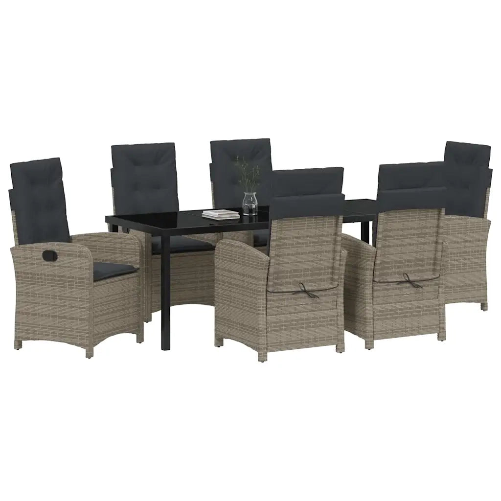 Set da Pranzo per Giardino con cuscino 7 pcs Grigio polyrattan 3380279