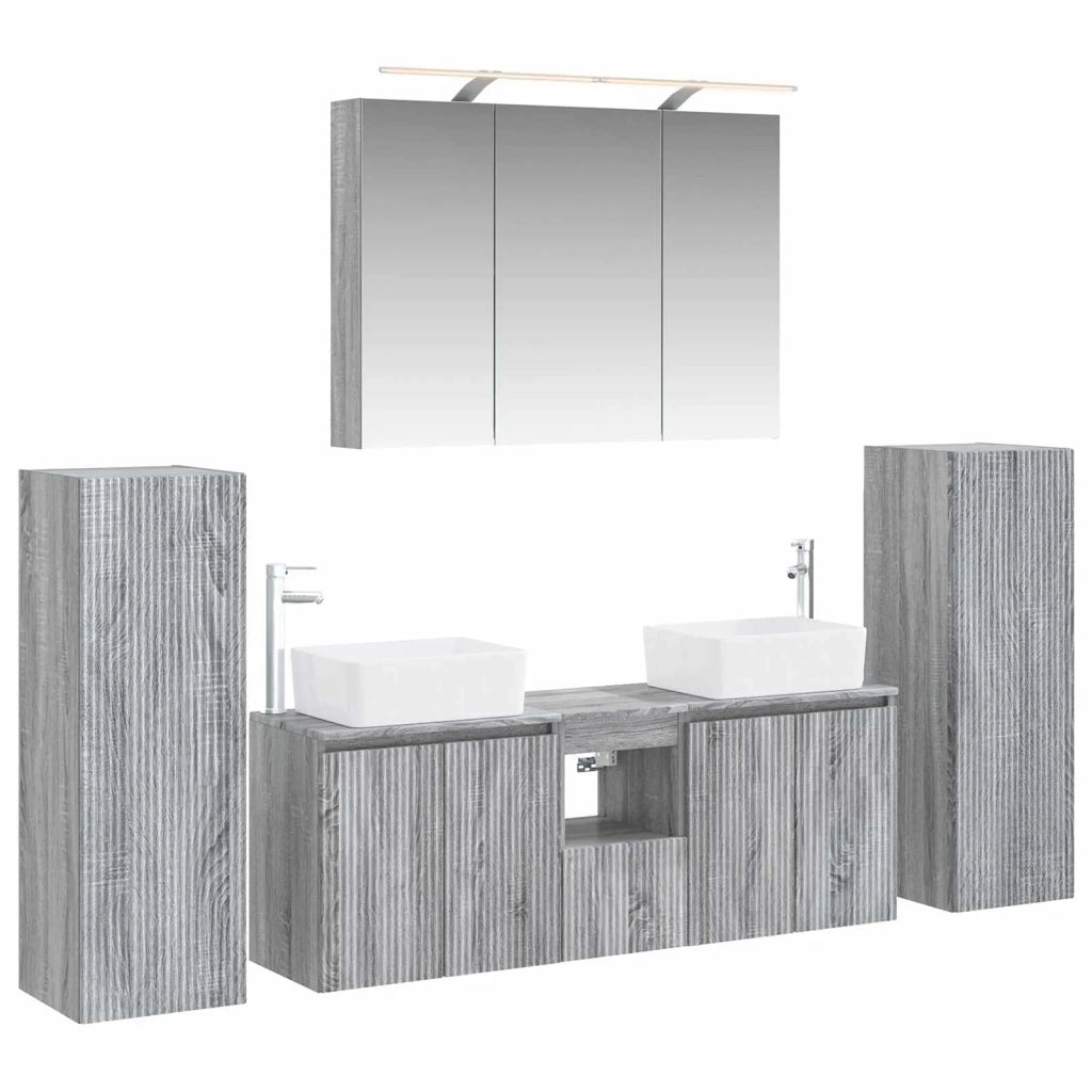 Set di mobili per il bagno 6 pz Sonoma grigio 3407164