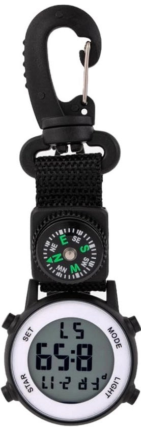 Orologio da Esterno con Luce LED, Bussola e Clip per Sport All'Aperto