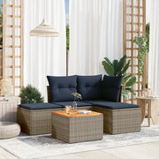 Set Divani da Giardino 5 pz con Cuscini Grigio in Polyrattan 3255921