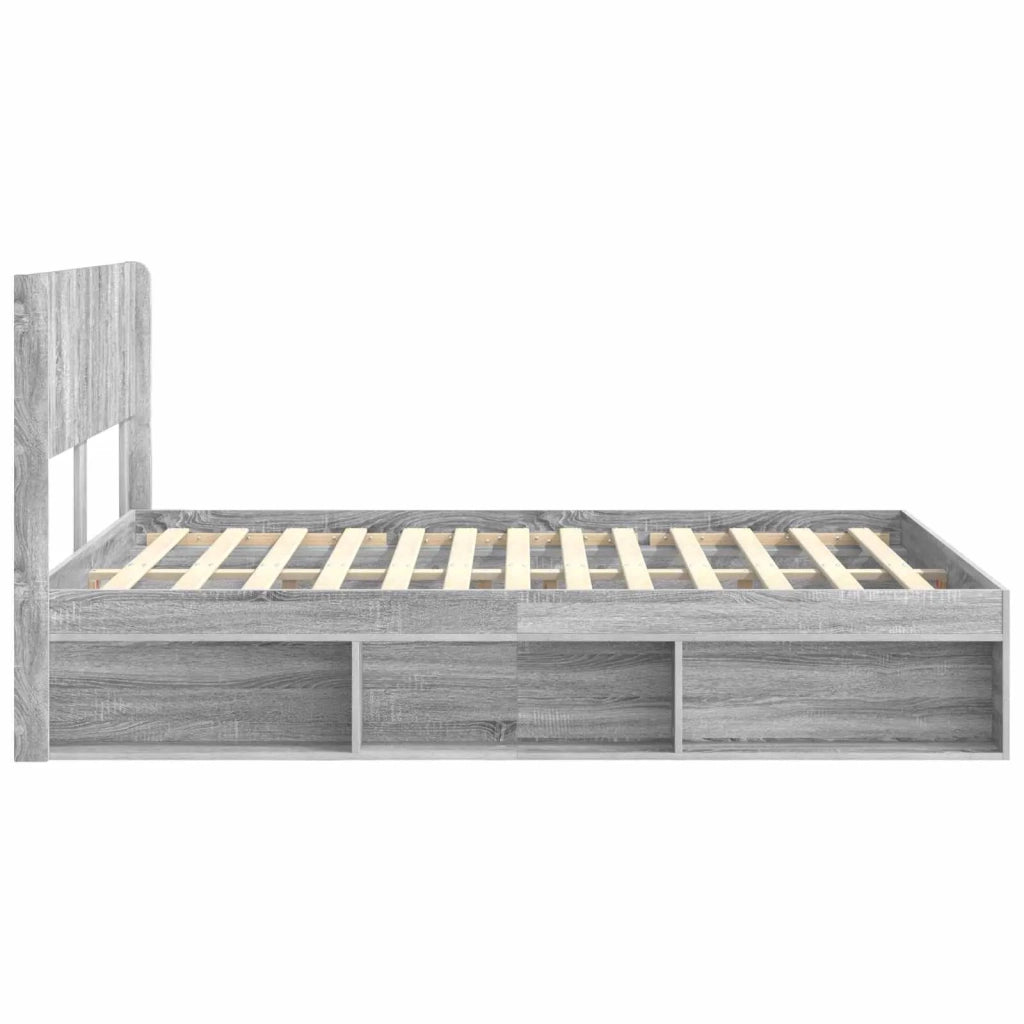Struttura del letto con stoccaggio e testata Sonoma grigio 3414216