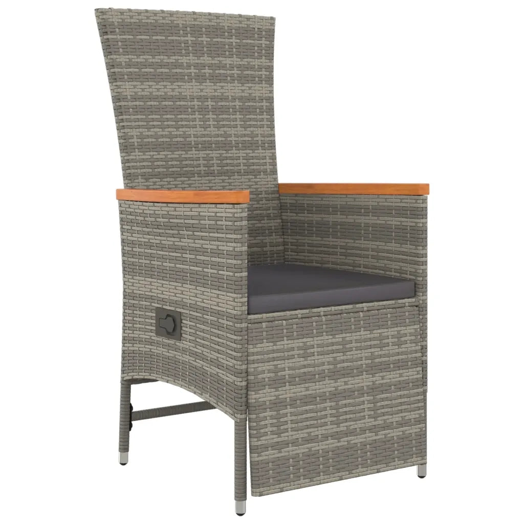 Set da Pranzo da Giardino 9 pz con Cuscini in Polyrattan Grigio 3157545