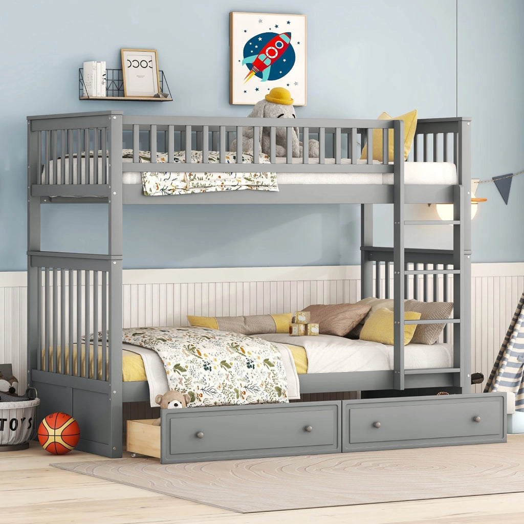 Letto a Castello con Cassetti Cabrio ¨C MINIMAL ¨C Grigio 90x200