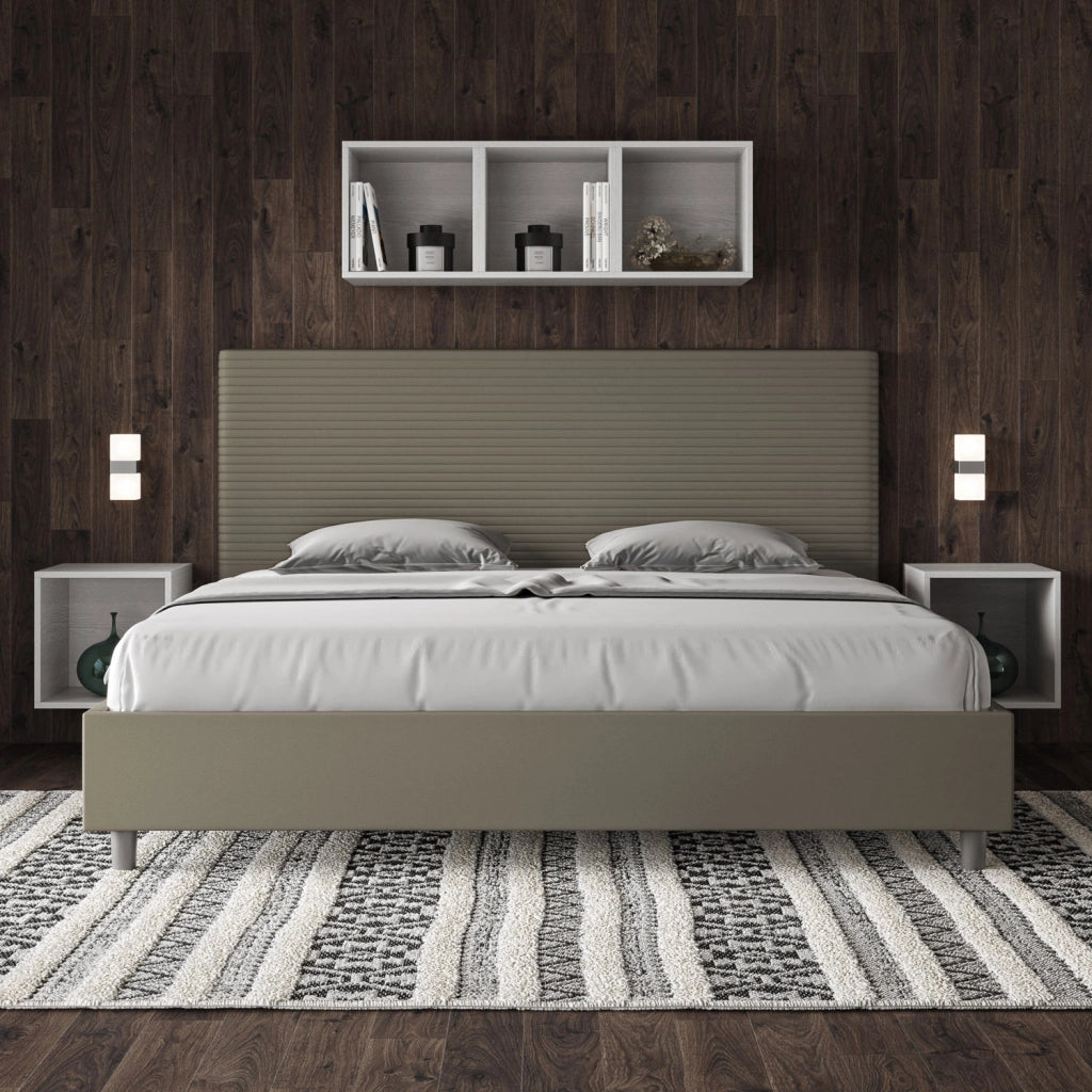 BS COM Letto contenitore imbottito 180x190 similpelle cappuccino