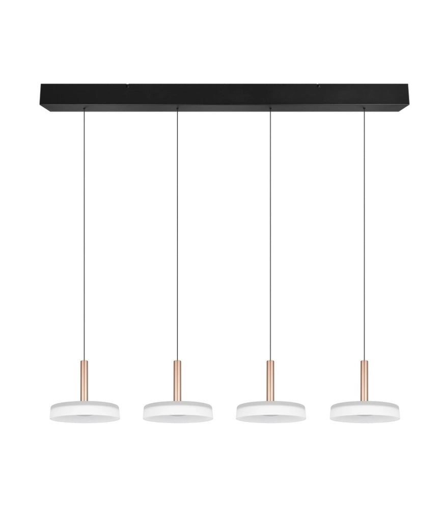 Lampada sospesa moderna bronzo 4 vetro LED 3000K Celeste