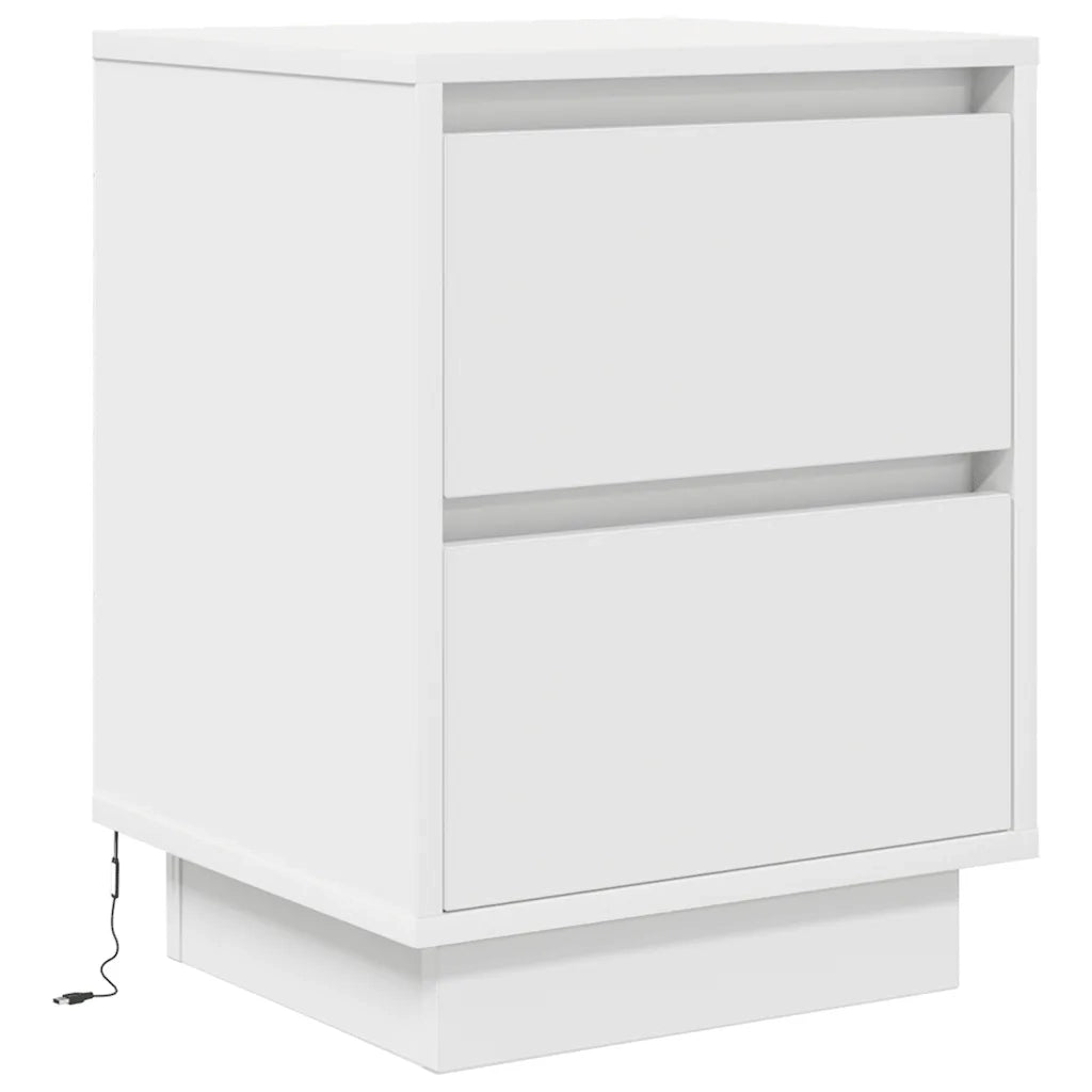 Comodini con Luci a LED 2 pz Bianco 38x34x50 cm 861284