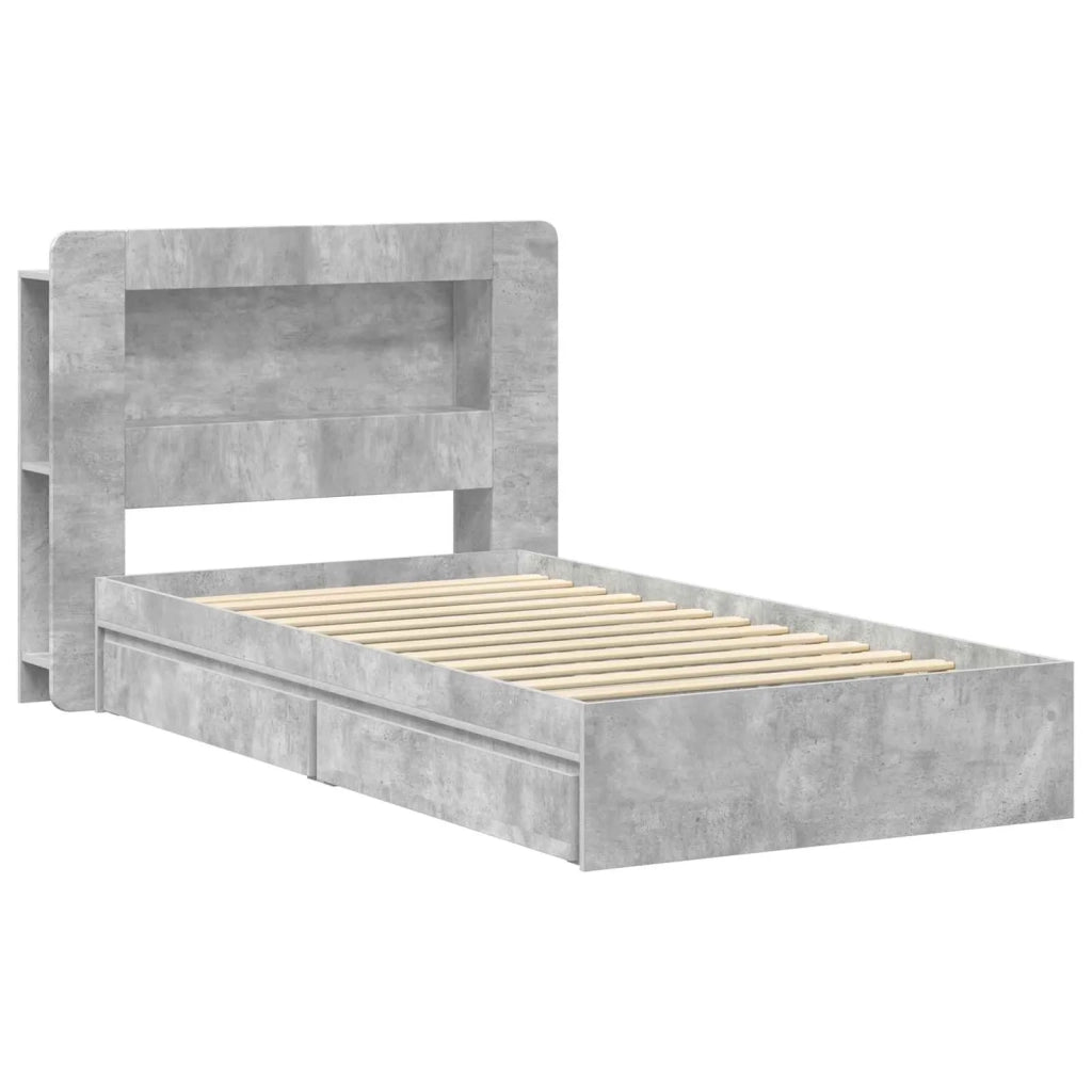 Telaio del letto con storage Grigio Cemento 100 x 200 cm
