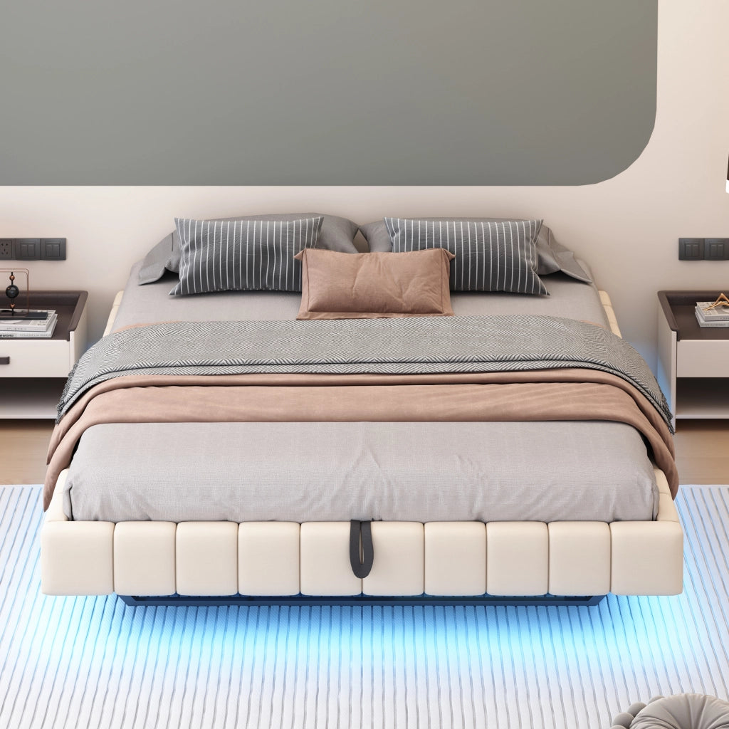 letto imbottito lino beige 180 x 200 cm