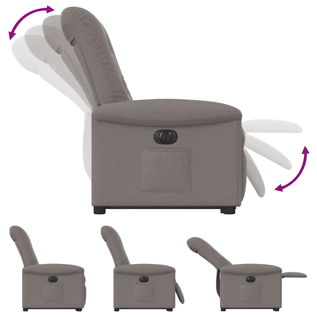 Poltrona Alzapersona Reclinabile Elettrica Tortora in Tessuto 3303281