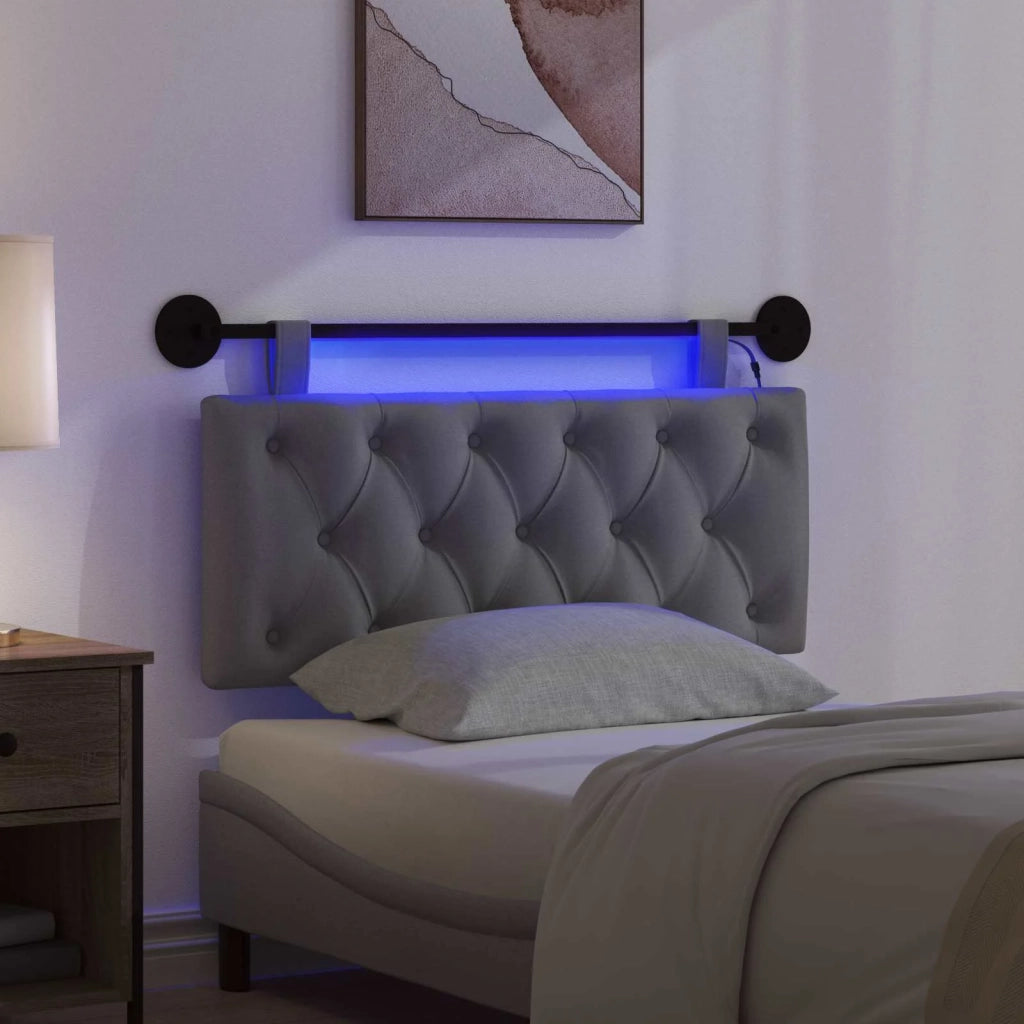 Testiera sospesa Con luce LED Grigio Scuro Tessuto 3424570