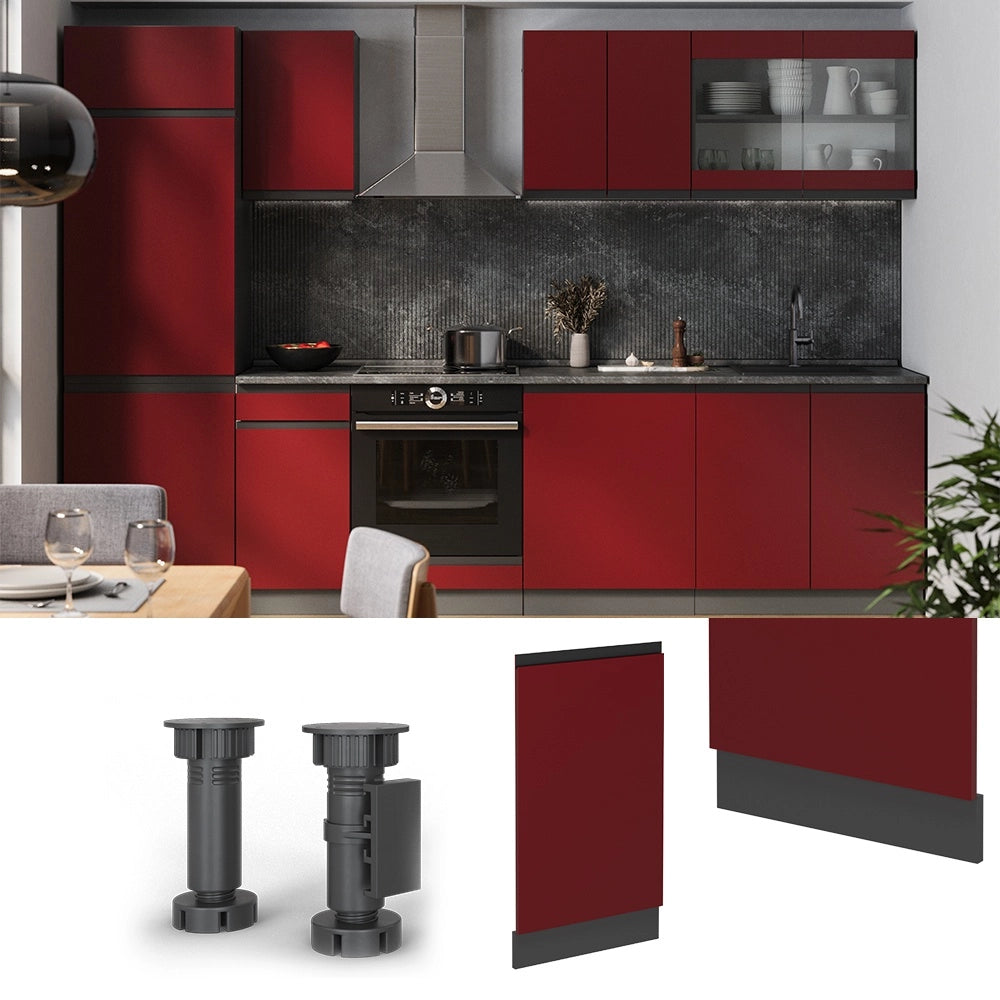 Pannello frontale della lavastoviglie R-Line Rosso/Antracite 45 cm J-Shape, PL Antracite Vicco