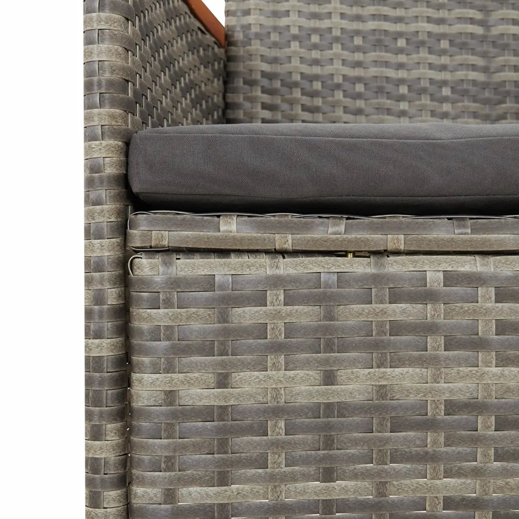 Set da Pranzo da Giardino 11pz con Cuscini in Polyrattan Grigio