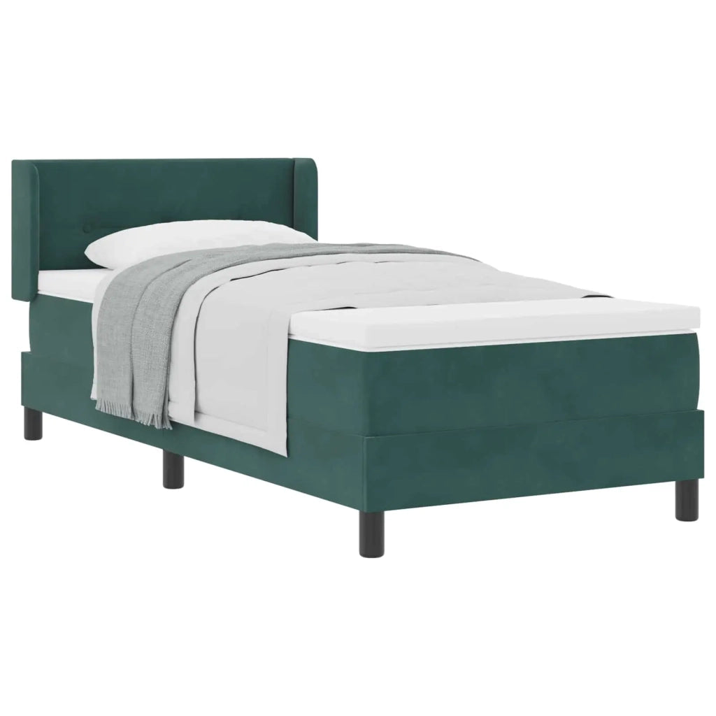 Letto a molle con materasso Verde Scuro 200 x 90 cm Poliestere