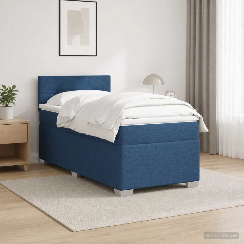 Letto con Box Spring, Materasso e LED Blu 90 x 200 cm Tessuto 3451860