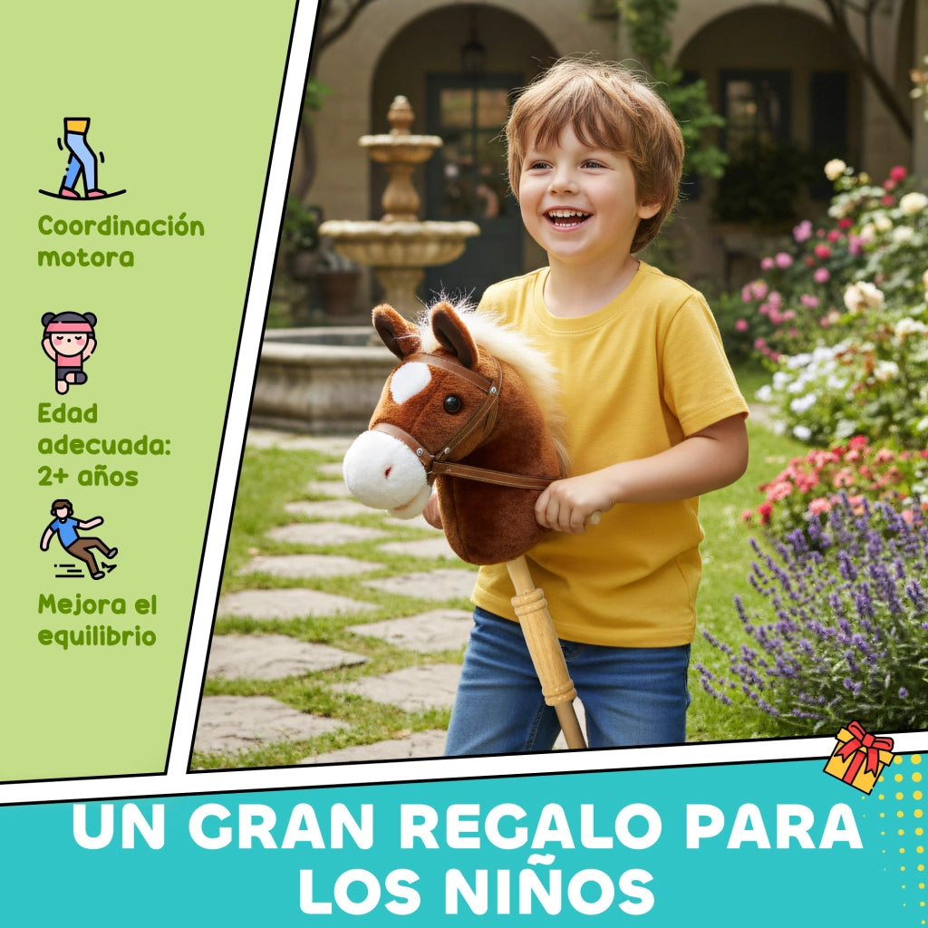 Cavallo a Dondolo di Legno con Ruote e Suoni ¨C Minimal ¨C 95 cm Marrone