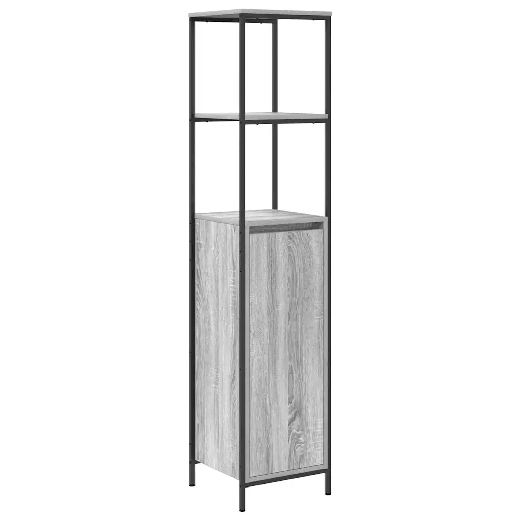 Set di mobili per il bagno con porta 3 pcs Grigio sonoma e Nero 3328382