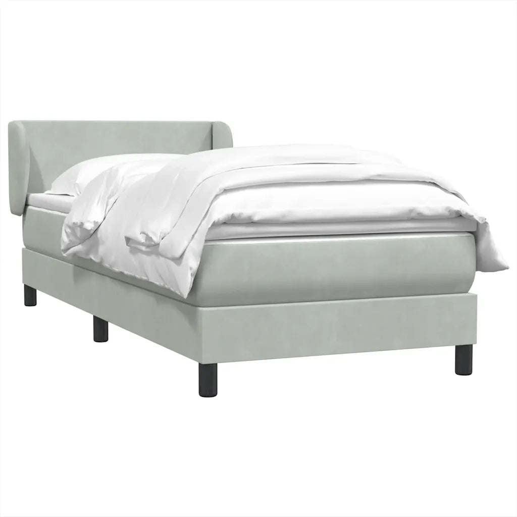 Giroletto a Molle con Materasso Grigio Chiaro 90x220 cm Velluto 3317385