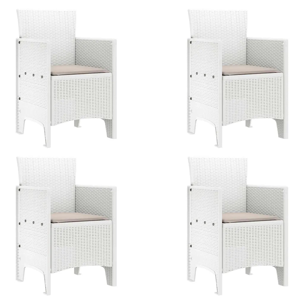 Set da Pranzo per Giardino 5 pcs Bianco Rattan Polt