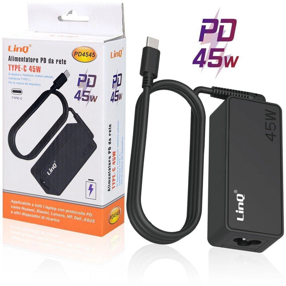 Trade Shop - Caricatore Di Alimentazione Pd Da Rete 45w Type-c Per Notebook Smartphone Pd4545 -