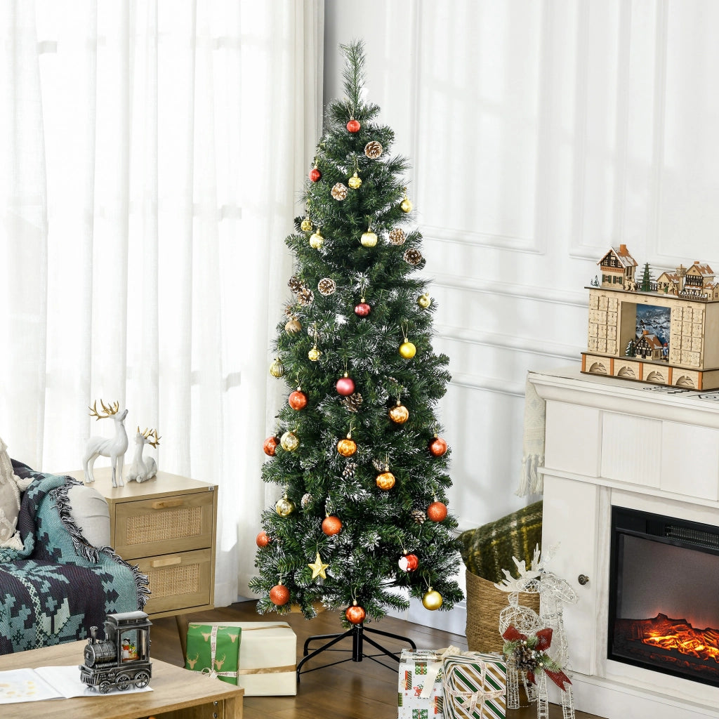 Albero di Natale Artificiale da 180cm con Pigne, 618 Rami e Base in Metallo, Verde