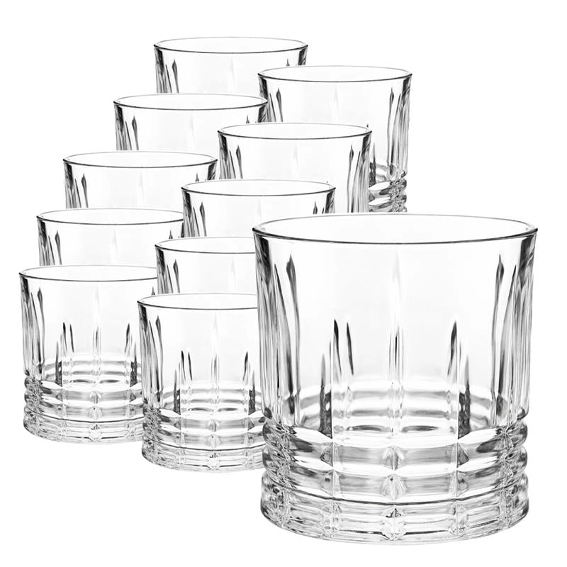SET 12 BICCHIERI OLD STYLE IN VETRO PER APERITIVO, COCKTAIL 300 ML 8X9H CM