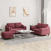 Set di Divani 3 pz con Cuscini Rosso Vino in Tessuto 3201832