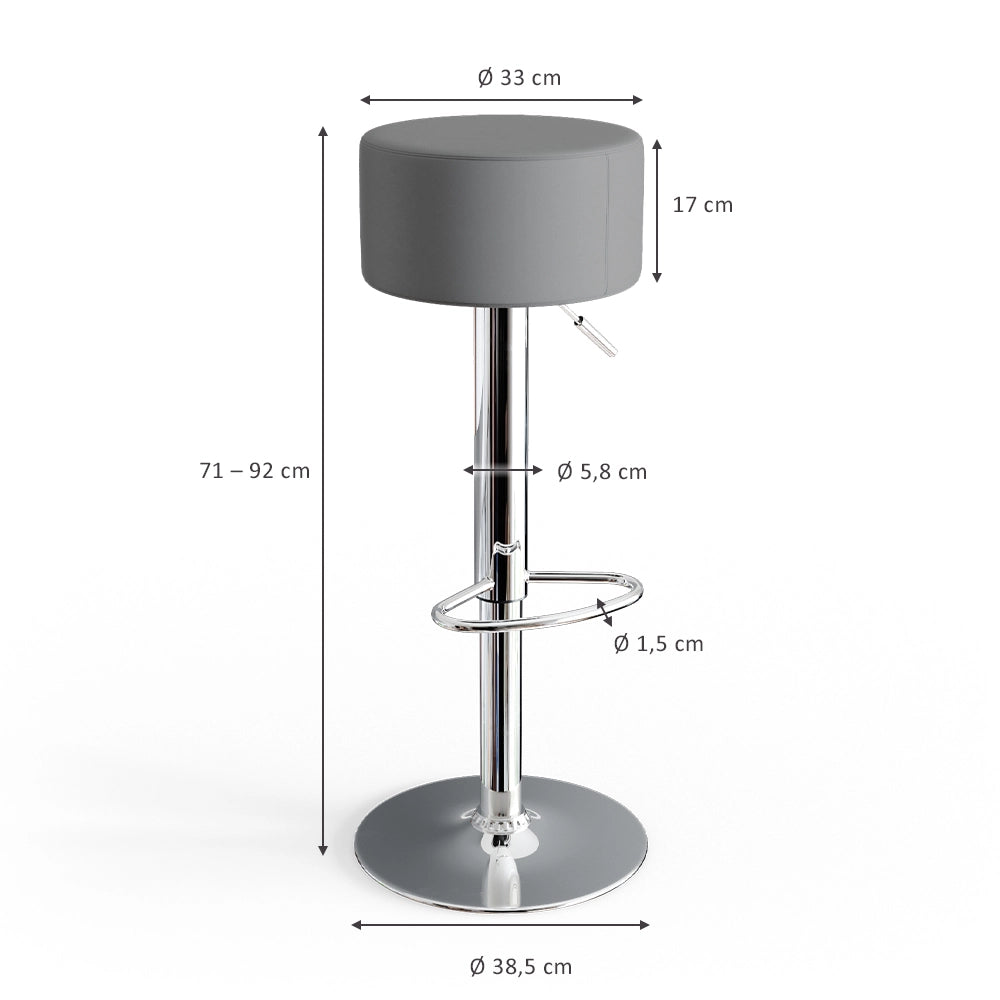 Vicco Set di 2 sgabelli da bar Grigio 33 x 92 cm 2 parti